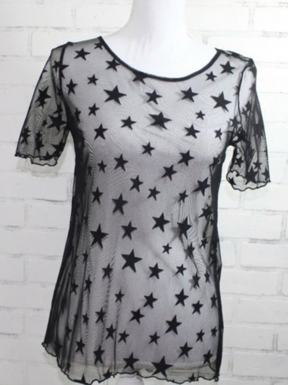 Sheer Black star tunic top